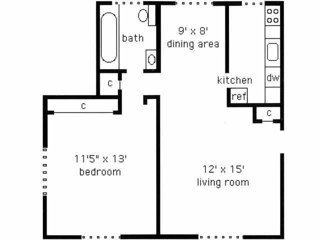 1BR/1BA - Browncroft Apartments & Townhouses