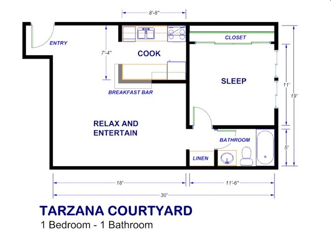 1BR/1BA - Tarzana Courtyard