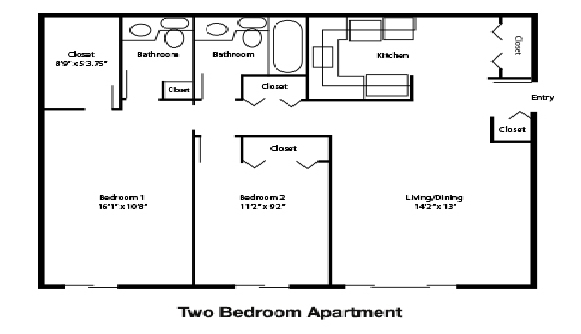 2BR/1.5BA - Academy Square Apartments