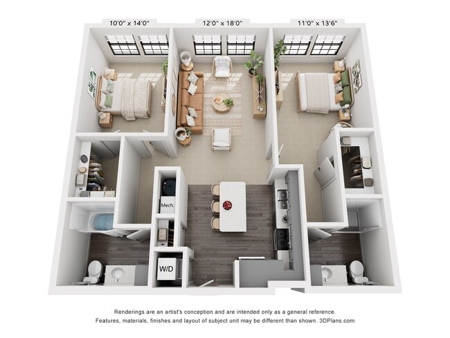 2-Bedroom 2-Bathroom | 1,088 sqft - The Whit