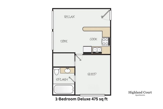 1x1 Deluxe l 475 sq ft l Highland Court - Highland Court Apartments