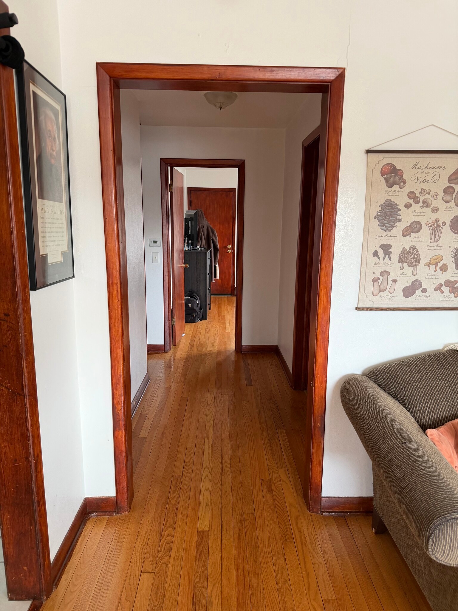 Hallway leading to bedrooms, bathroom to the right - 2113 N Sherman Ave