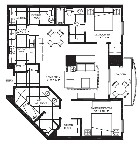 2BR/2.5BA - The Mark