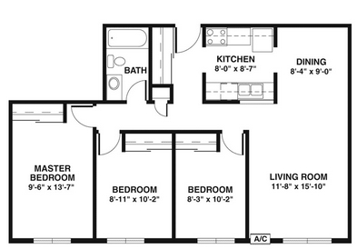 3BR/1BA - Pheasant Ridge Apartments