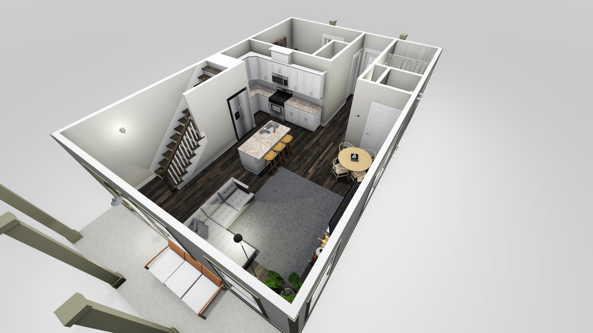 First floor rendering viewed from front right corner (Living room) - 710 Buchanan St