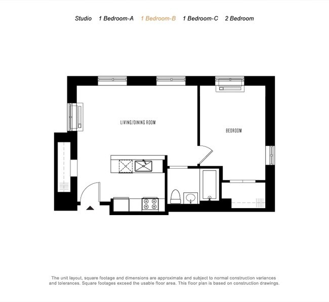 1 Bedroom - B - The Williamsburg