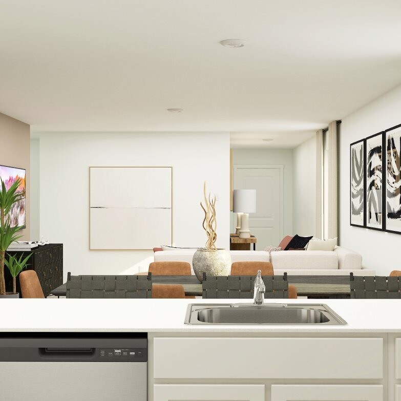 Open Floor Plan - Kitchen view of dining and living areas - 3121 Burmese St