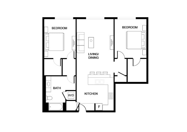 F1 - Two bedroom 1040 sf - Riverside Retreat at Federal City