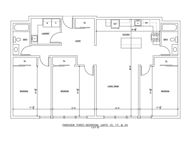 Three Bedroom Floor Plan - Parkview