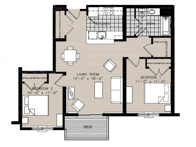 Two Bedroom One Bath - Whitman Woods