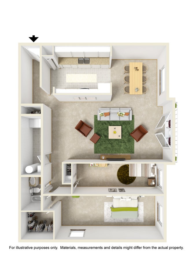 2 Bedroom Floorplan - Woodcreek Apartments