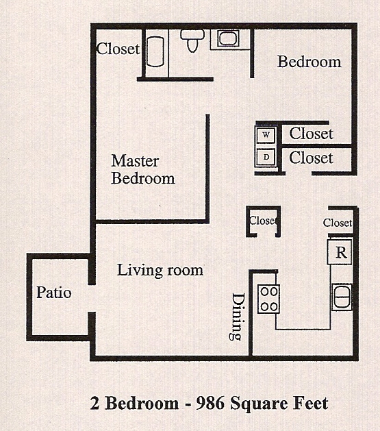 2BR/1BA - Oak Tree Apartments