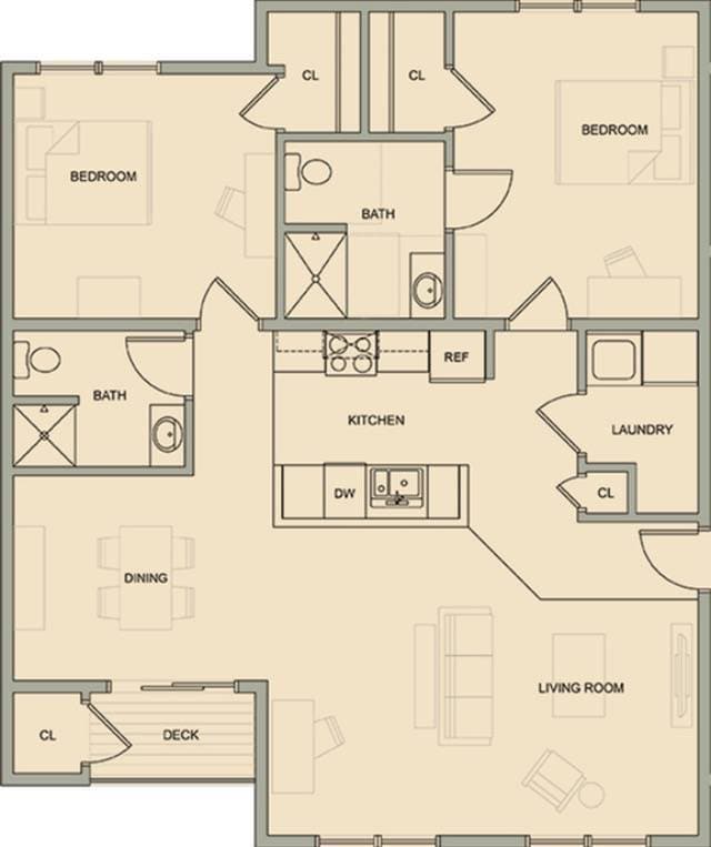 2 Bedroom Select - West Wind Place Apartments