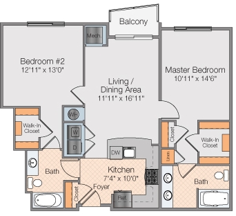 2BR/2BA - The Galaxy Apartments