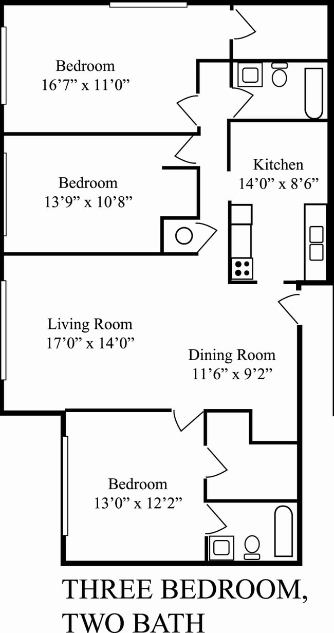 3BR/2BA - Promenade Apartments