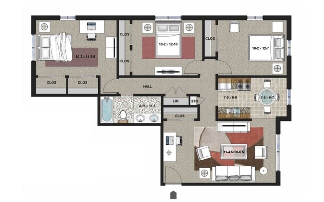 Floorplan - Randolph Apartments | 1172