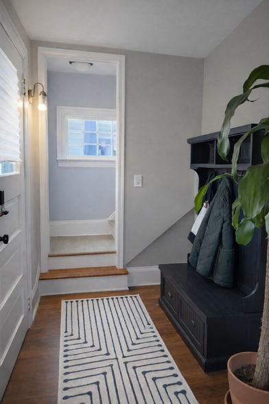 A bright, welcoming entryway, perfect for hanging your coat (coat rack not included). - 604 NE Shaver St