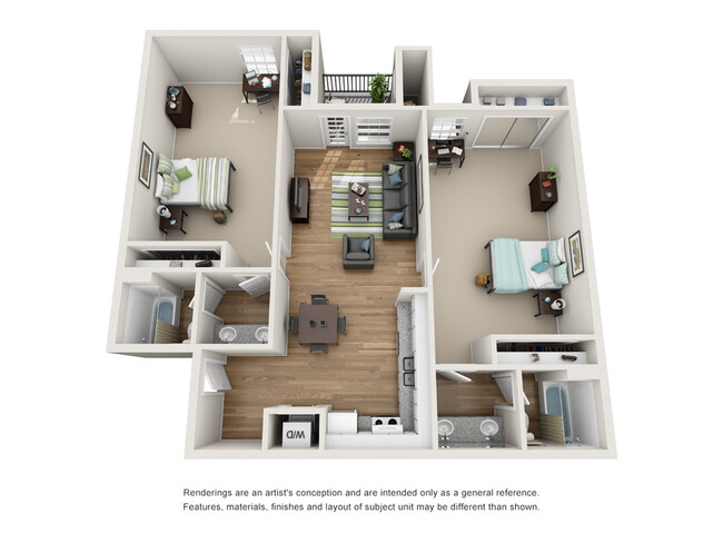 B1 Furnished: 2BD | 2 BA | 998 SF - The Oliver