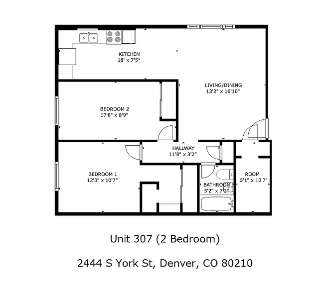2444 S YORK 2X1 FLOOR PLAN - 2444 South York Street Apartments
