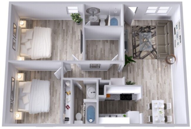 Floorplan - Flats on Handley:  Pool, BBQ Area, Renovated Units