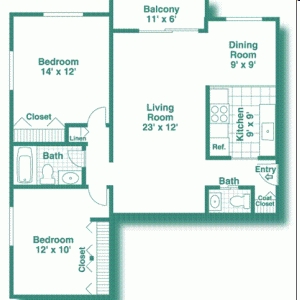 2BR/2BA - Garden View Apartments