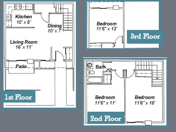 3BR/1BA - Trailside Townhomes