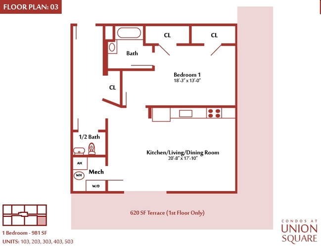 1BR/1.5BA - Condos At Union Square