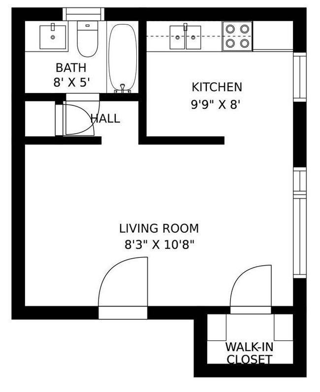 AL Studio floorplan image - Autumn Lane Apartments