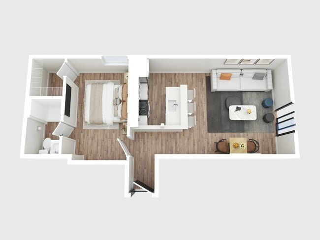1 Bedrooms with Deck Floor Plan - The Library Flats