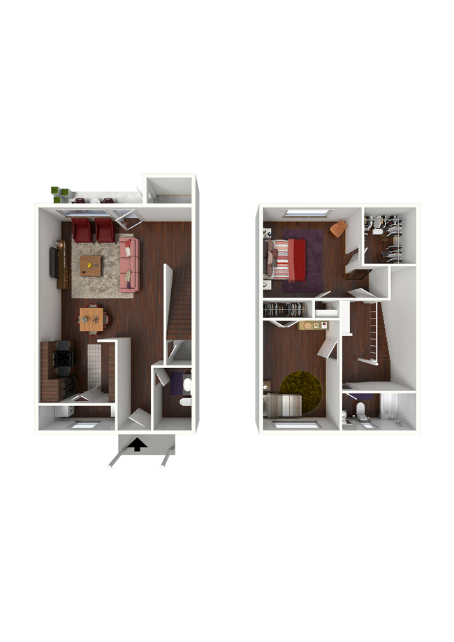 2 Bedroom Townhome 3D Furnished - Springdale Estates Apartments