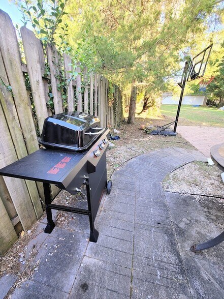 Backyard Gas Grill and Basketball Hoop - 9605 Singleton Dr