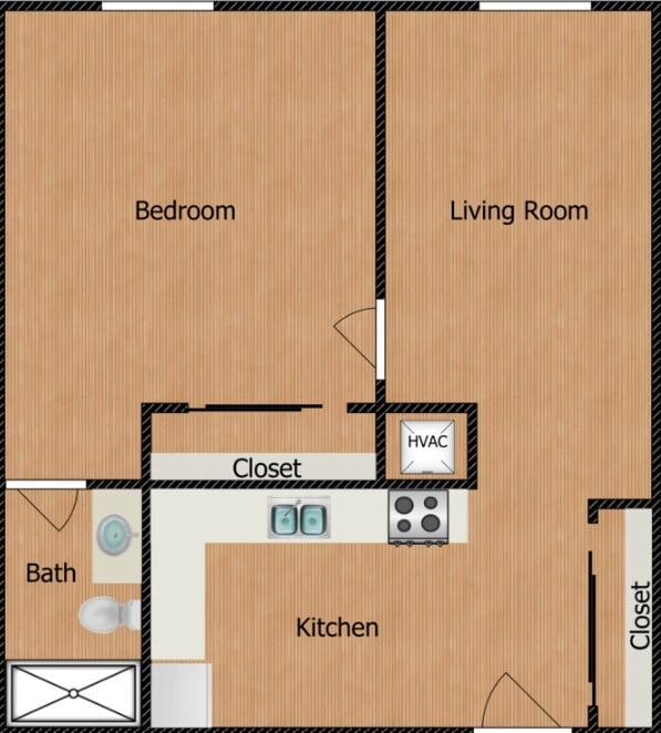 1 Bedroom A - Uptown 68