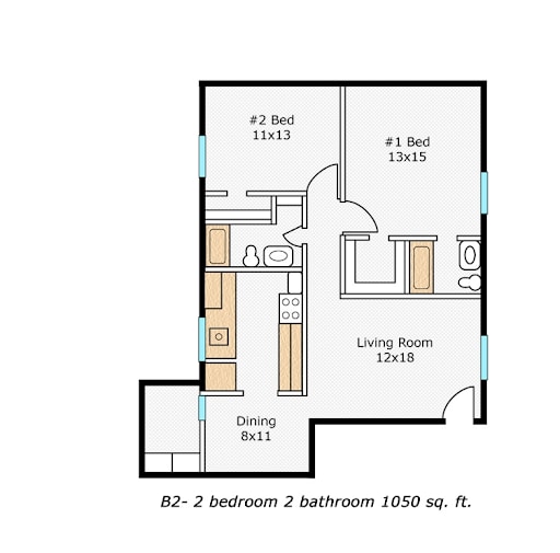 B2 - 2 Bed,2 Bath 1050 sqft - The Avery Apartments