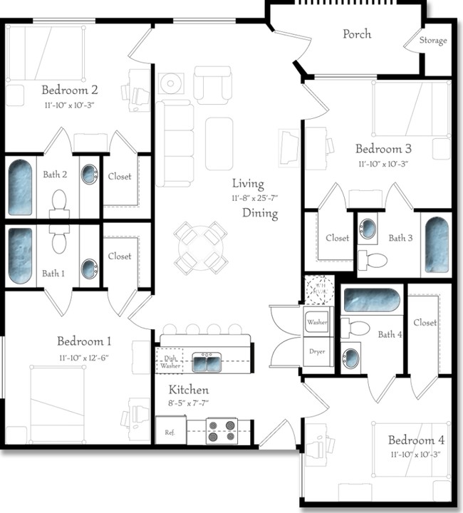 Floorplan - Countryside at the University, 2-302