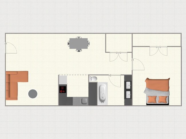 Embassy 1bd floor plan 2D - King's Apartments