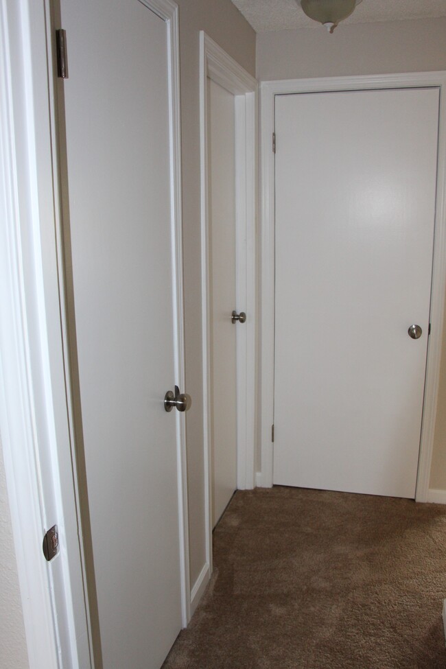 Hallway connects living room to bathroom, hall closet and bedrooms - 1211 Dumas Road