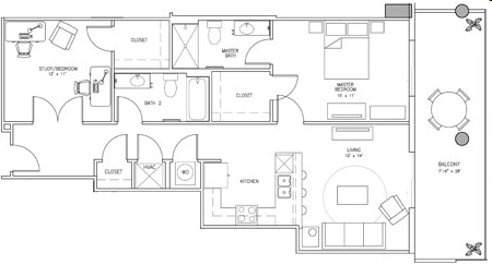 2BR/2BA - 21 Rio Apartments