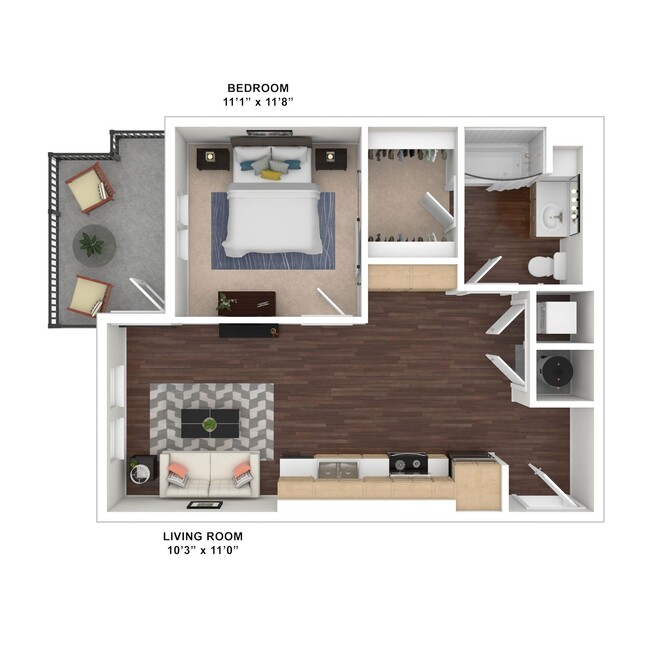 Sawtooth, 1 bed x 1 bath, 674 sq. ft. - Cortland South Meridian