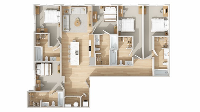 E1-Premium: 5BD | 5BA | 1627 SF - Park Place Baton Rouge Apartments