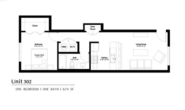 Apartment 302 Floor Plan - The Clermont