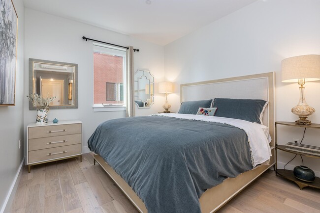 En-Suite guest room features the beautiful William Sonoma Home Despina bed in KING size - 383 Commercial St