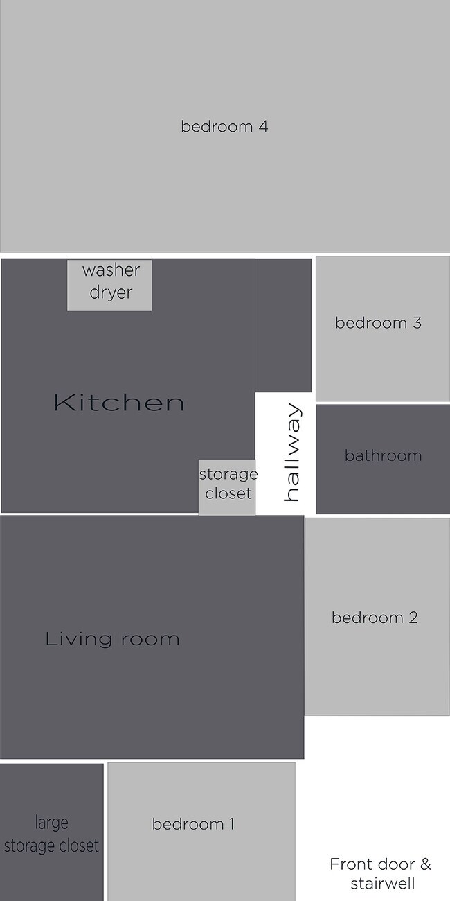 rough floor plan (not to scale) Storage closet is now a full bathroom - 1230 Burnett St