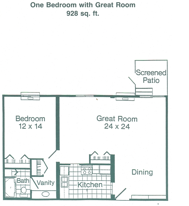 One Bedroom with Great Room - Crossraods Village