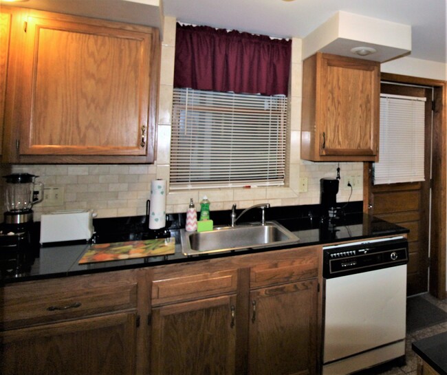 Kitchen with dishwasher and granite countertops - 115 River St