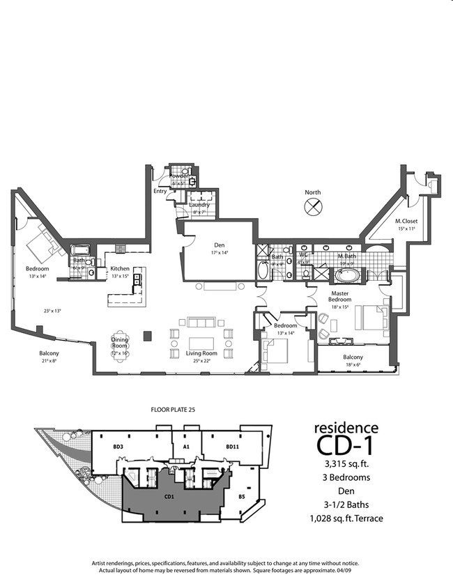 3BR/3.5BA - One Lincoln Park