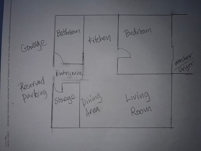 hand drawn floorpan - 1340 Ala Alii St