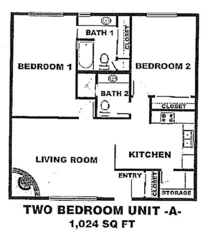 2 Bedroom + 1.5 Bathroom - Casa Loma Apartments