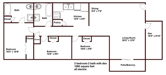 3BR/2BA - Stratford Apartments