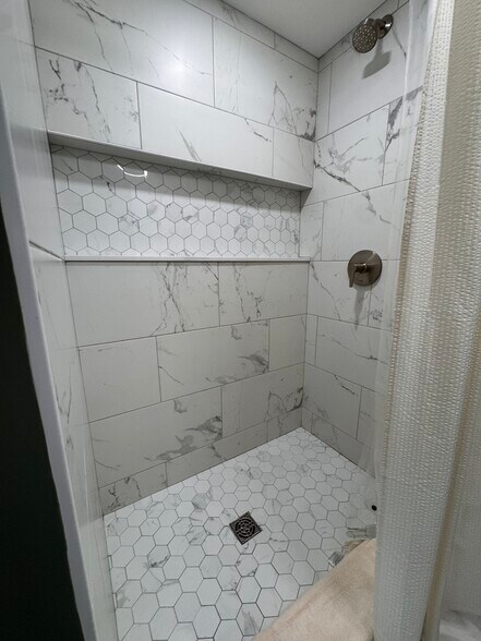 Marble tile standing shower - 3 Linda Ln