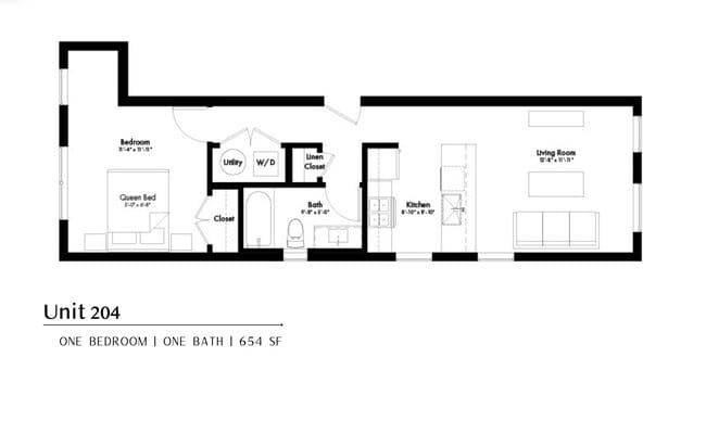 Apartment 204 Floor Plan - The Clermont